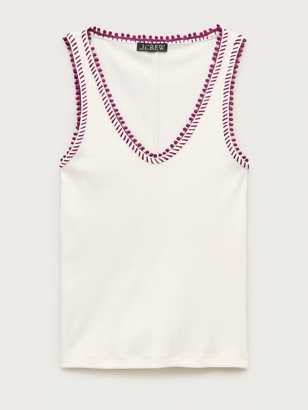 NWT J.Crew Perfect Rib V-neck Tank Top with hand-stitched trim